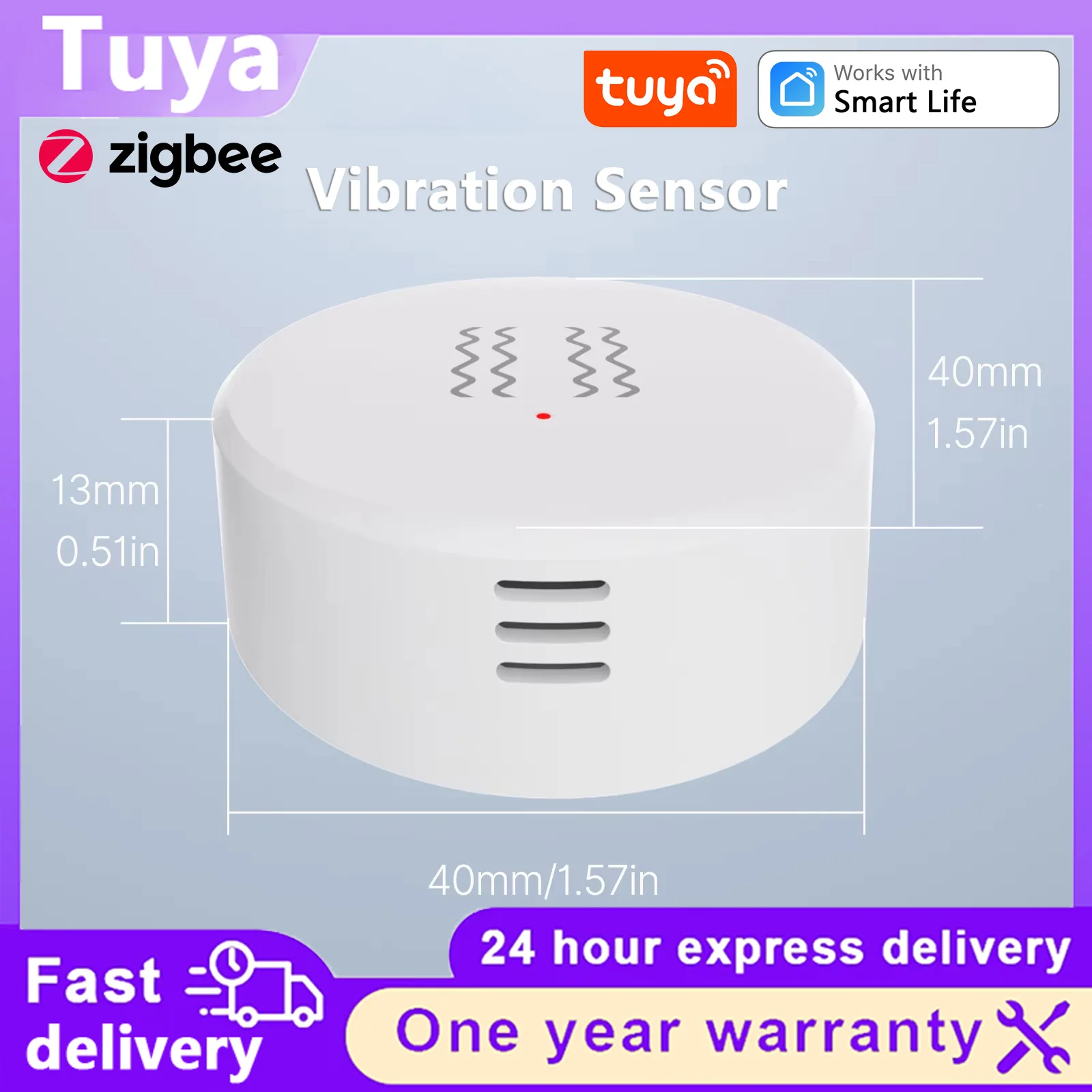 Smart Zigbee Vibration Tilt Detector Tuya 3‑Axis Real‑Time Monitoring Door Window Safe Anti‑theft Alarm APP Push Alert
