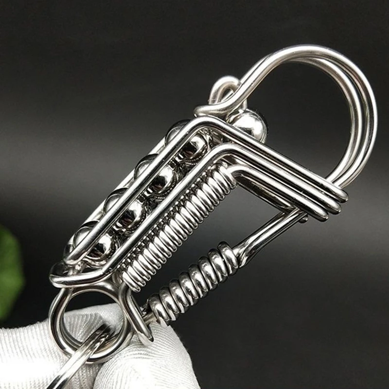 Stainless Steel Handicraft Key Buckle Hanging Pendant Matte Color Bead Trinket Car Keyring Creative Lovers Gift Small Decoration