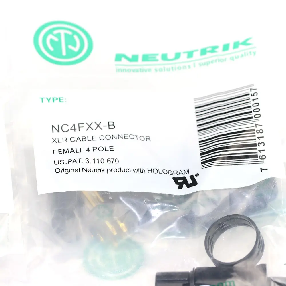 20pcs NEUTRIK Connector 10pcs NC4MXX-B/10pcs NC4FXX-B Cannon XLR Black Gold plated Balanced Cannon head audio plug