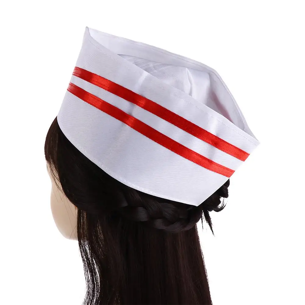 Gorro de cocina con forma de barco, gorro plano y transpirable para Chef, Catering, camarero, a prueba de aceite, color blanco, para Hotel y cafetería