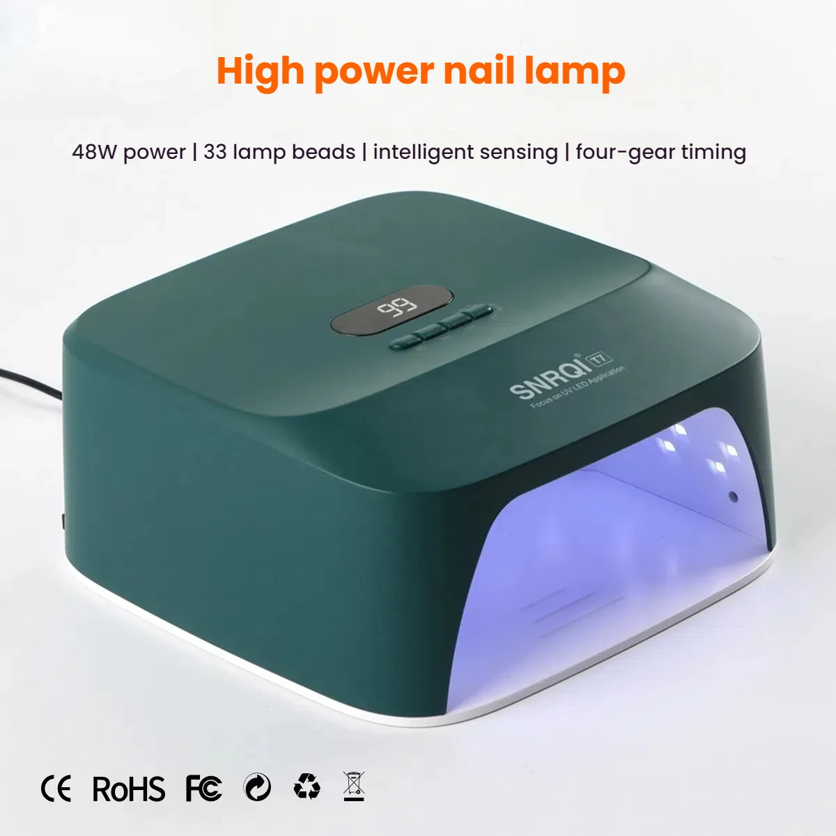 Lampa UV LED do paznokci o dużej mocy 48W, bezbolesna lampa z ekranem LED, 4 tryby, czujnik podczerwieni, narzędzia do manicure, do użytku domowego i salonowego, do zdobienia paznokci.