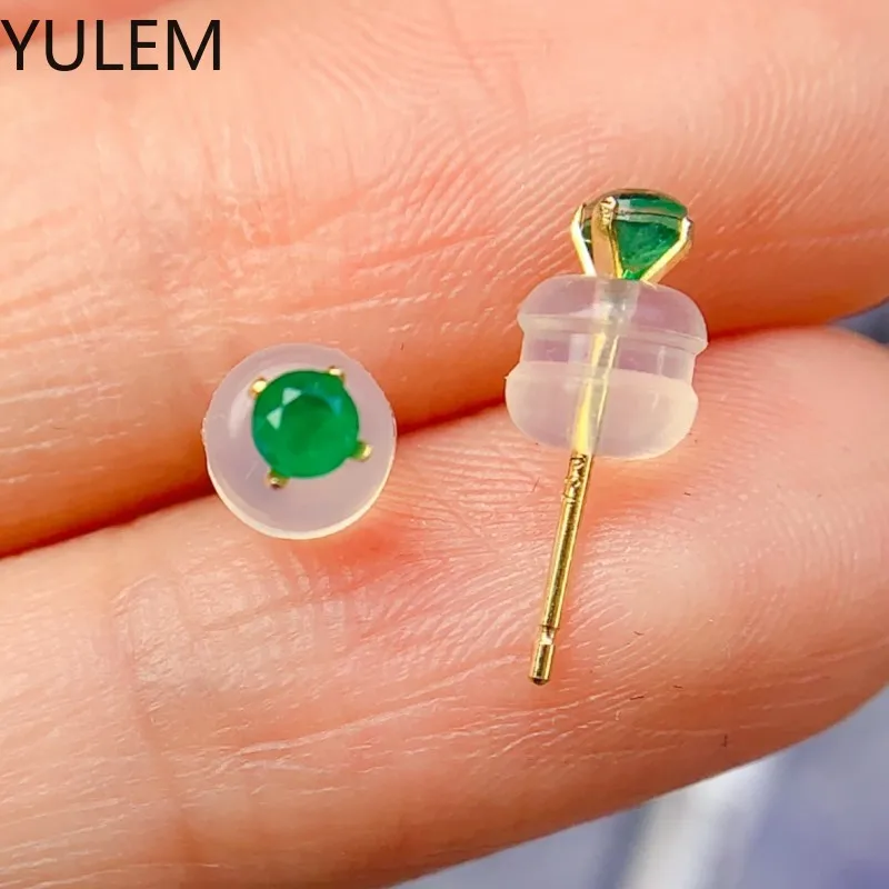 

Серьги из натурального сапфира и изумрука 3 мм, класс VVS, 18 карат, из настоящего золота 18 карат, гипоаллергенные, для повседневной носки, для женщин