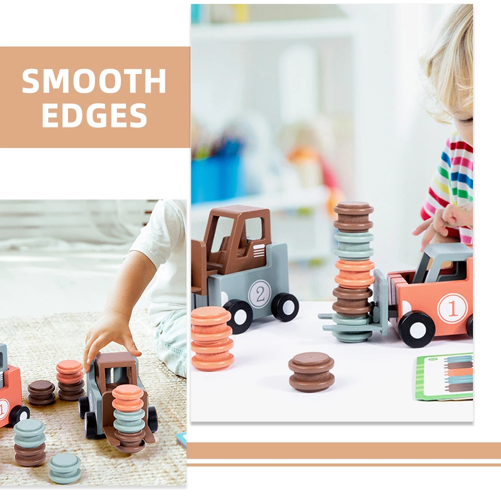 

1 комплект, деревянный вилочный погрузчик, настольная игра для детей, маленький пластиковый инженерный автомобиль, реалистичный строительный игровой набор для мальчиков и малышей