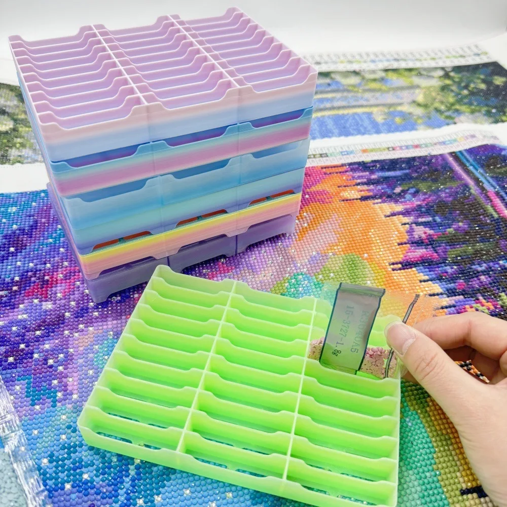 30Slot Diamond Painting Bag Holder, Stackable Plastic Drill Storage Rack for Bead Packets, Random Color Organizer for DIY Crafts
