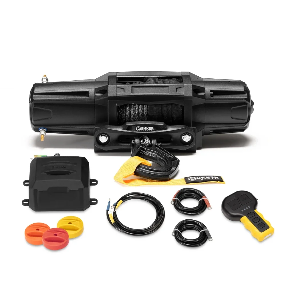 INDUST 6000LBS IP67 Waterproof Remote Control Synthetic Rope Electric Winch For 4x4 ATV UTV Boat