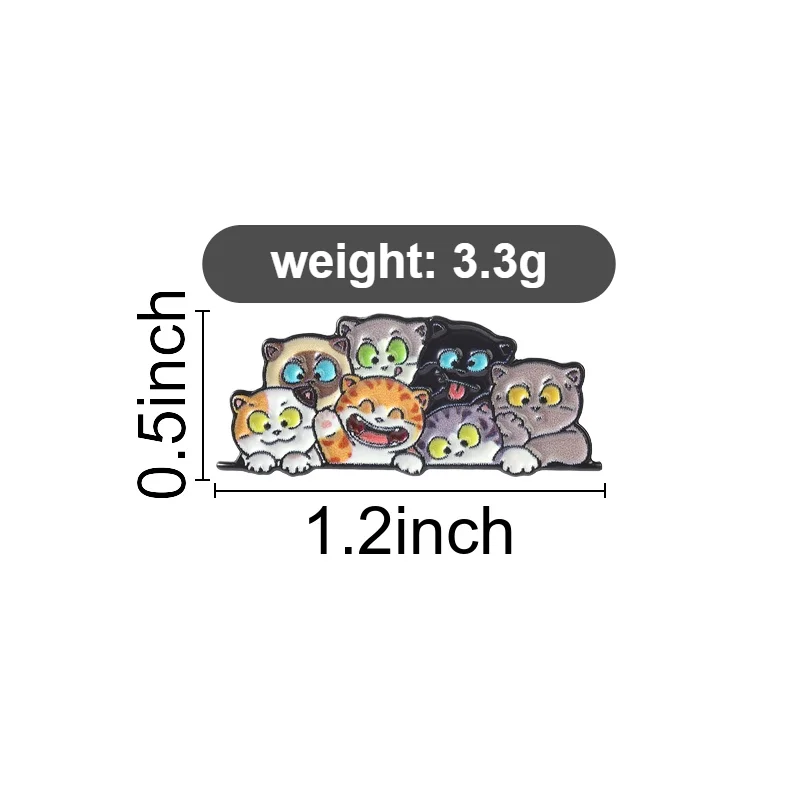 Cute Cat Brooch Pin, Multi-Species Cats with Vivid Expressions, Fun Cat Theme Badge, Unisex Design, Daily Wear Accessory Gift