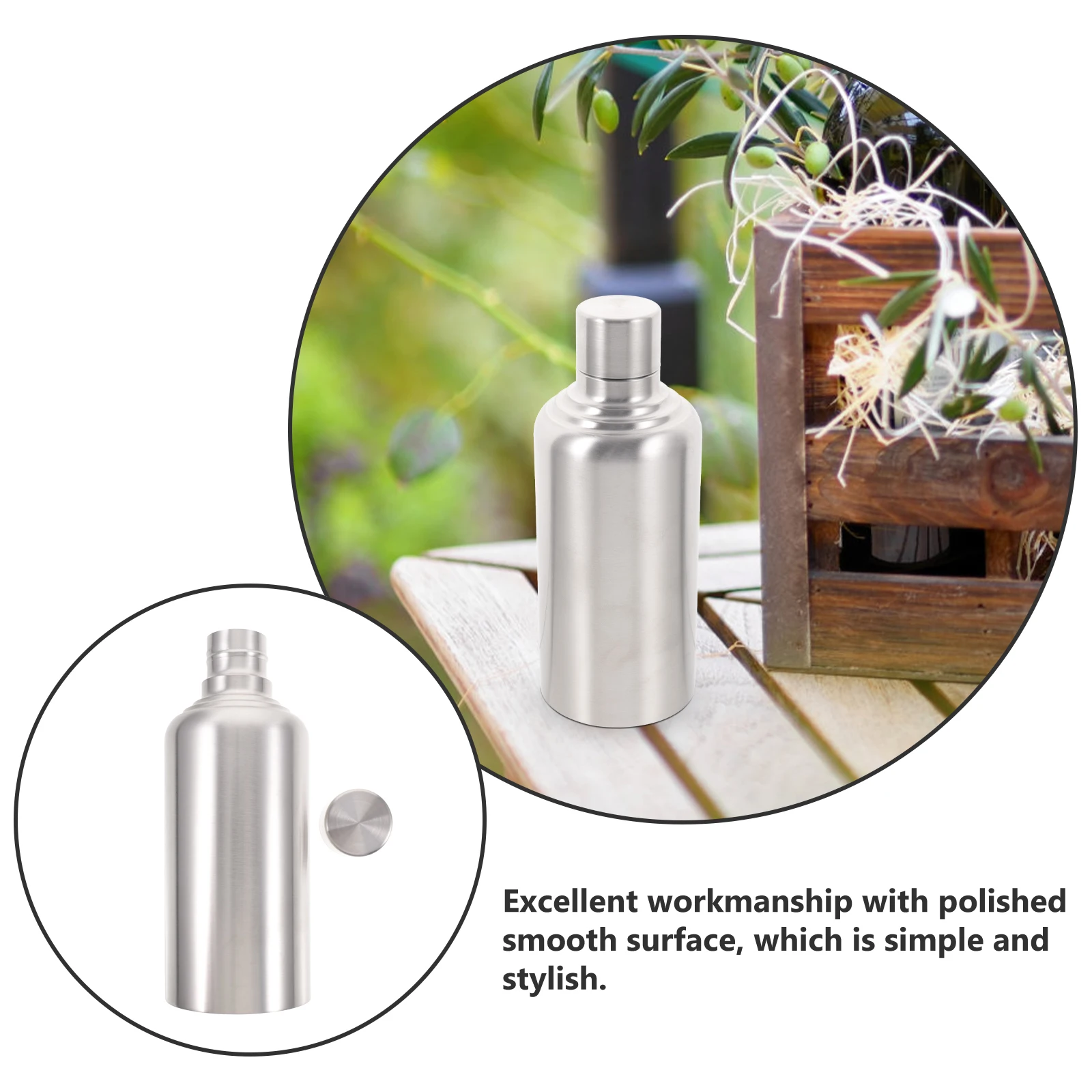 

Stainless Steel Compact Storage Flask Lightweight Pot Sealed Lid Camping Outdoor Flask Bar Tool Travel Gift