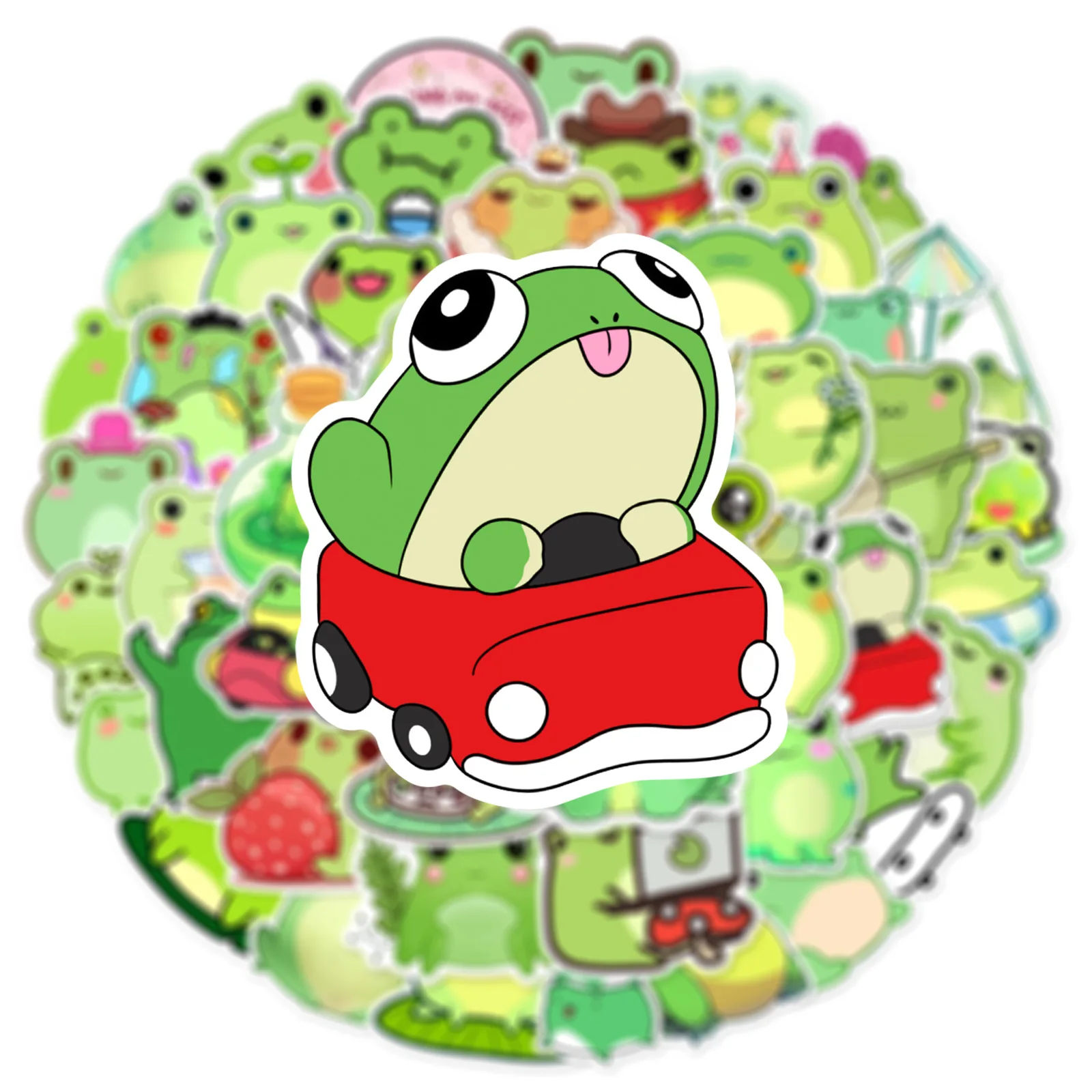 50 Stück Kawaii Frosch Cartoon Graffiti Aufkleber Niedliche Tier-Meme-Sticker DIY Gepäck Laptop Handy Gitarre Fahrrad Skateboard Kinderspielzeug