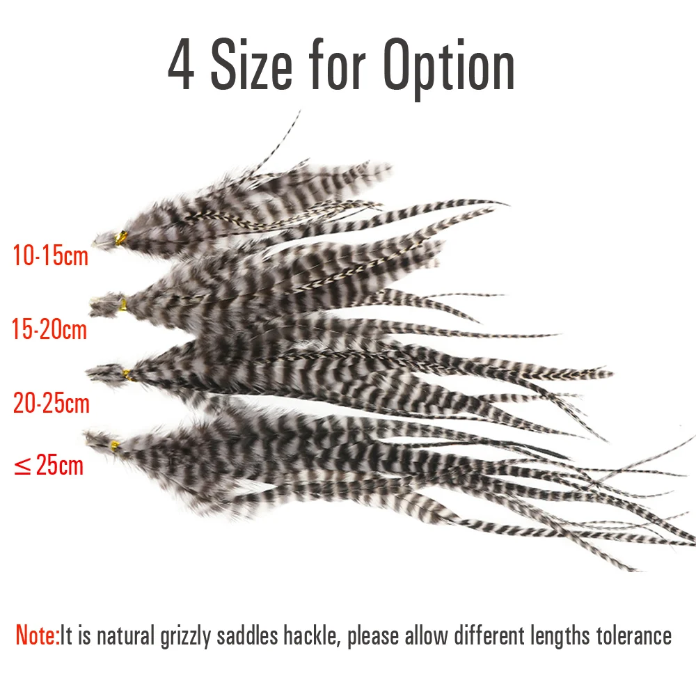 Vtwins Fly Tying Feathers Material Grizzly Saddle Hackle Soft Natural Rooster Saddle For Streamers Fishing Flies Tying Material