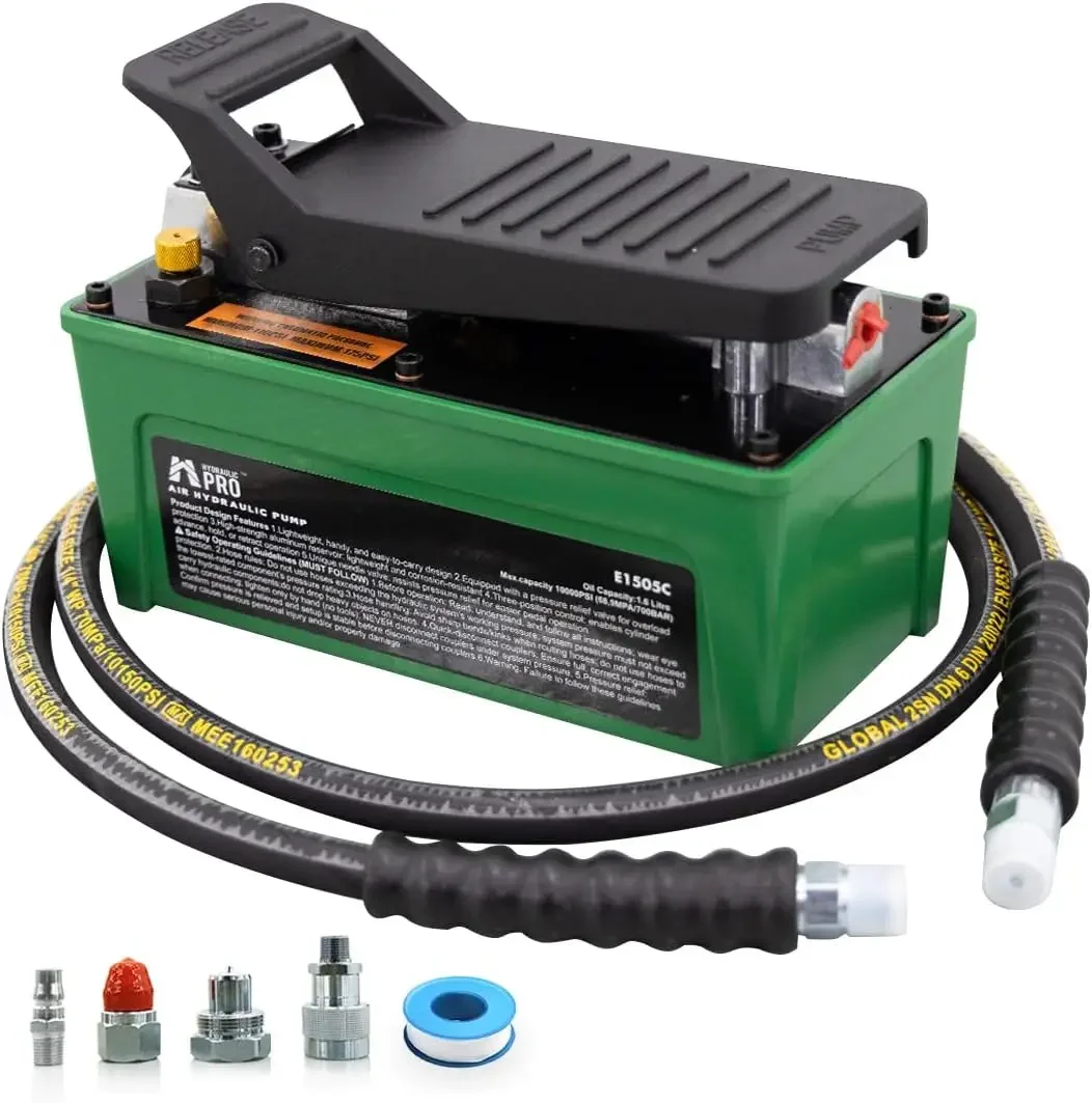

10,000 PSI Air Hydraulic Pump, NPT 3/8" Oil Outlet, NPT 1/4" Inlet, Foot Pedal Hydraulic Pumps with 6.6 ft Hose for for Auto Bod