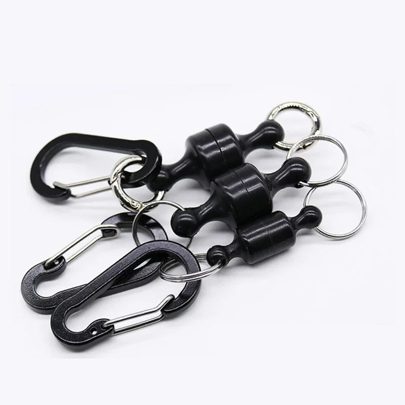 Portable Steel Fishing MRC Strong Magnetic Quick Release Clips Net Holder with Fishing Coil Lanyard Aluminum Carabiner 105x20mm