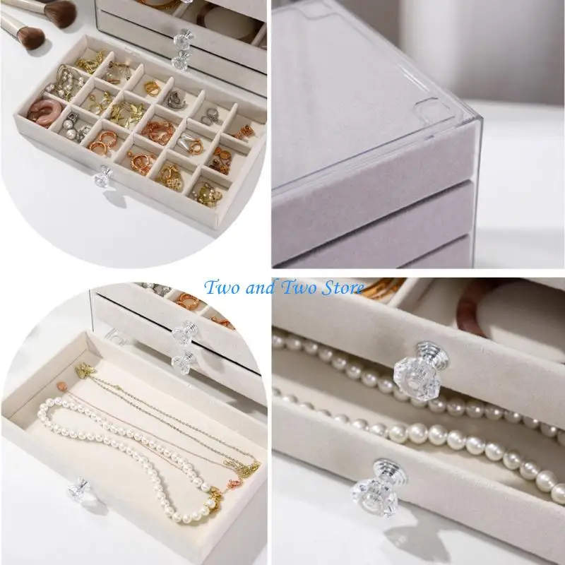 

HX6F Элегантный 5-ярусный футляр для хранения аксессуаров Бархатная внутренняя коробка для показа в рамке из ПЭТ