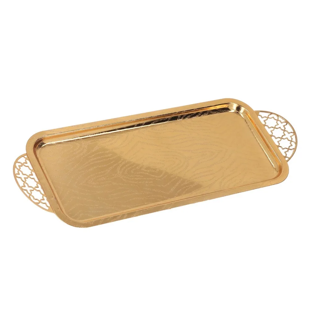 Stainless Steel Serving Tray Star Handle Oblong Tea Cup Tray Rectangular 35.2 x 13.8 x 1.8 cm Makeup Organizer Tray