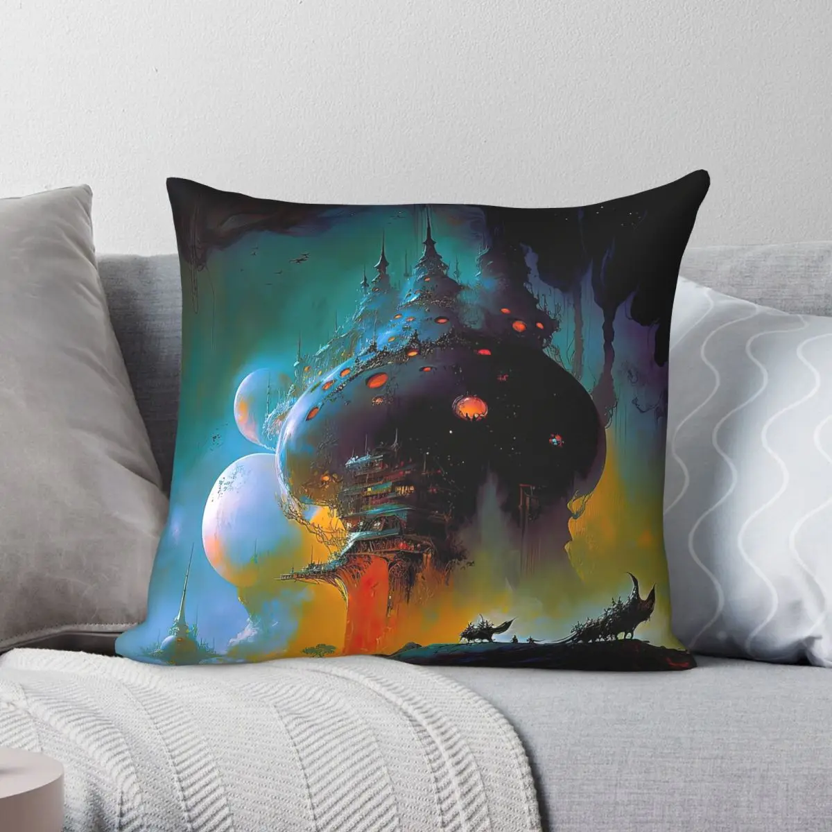 Alien Terrains Fantastical Odyssey Pillowcase Polyester Linen Velvet Printed Zip Decor Throw Pillow Case Home Cushion Cover