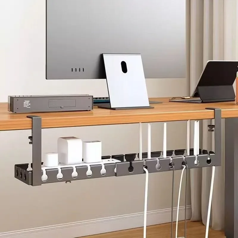 Under-table cable manager, power cord finishing box, no punching, under-table cable manager, storage, desktop socket wiring