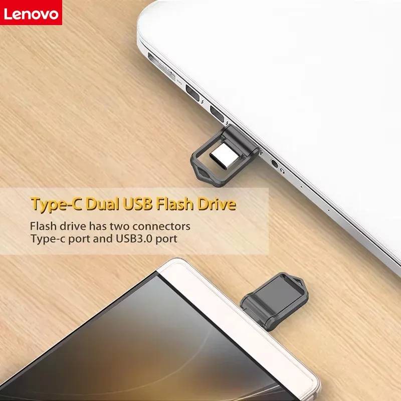 محرك فلاش Lenovo Mini 2 تيرا بايت USB 3.0 سريع النوع C محرك القلم عصا الذاكرة بيانات عالية السرعة 512 جيجابايت لأجهزة الكمبيوتر والهاتف والكمبيوتر قرص U سريع #4