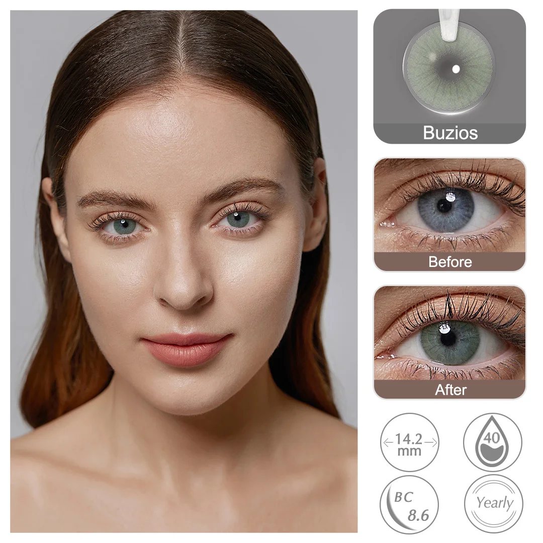FRESHGO 14.2mm Yearly Copacabana/Buzios Natural Colored Contact Lenses For Eyes High Quality Fit For Daily Wear Gentle/Beauty