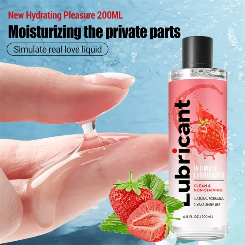 Juguete sexual de sabor a fruta para hombres y mujeres, lubricante a base de agua, aceite sexual de arándanos, fresas, melocotón, Gel Anal Vaginal, Adultos 18, 200ml