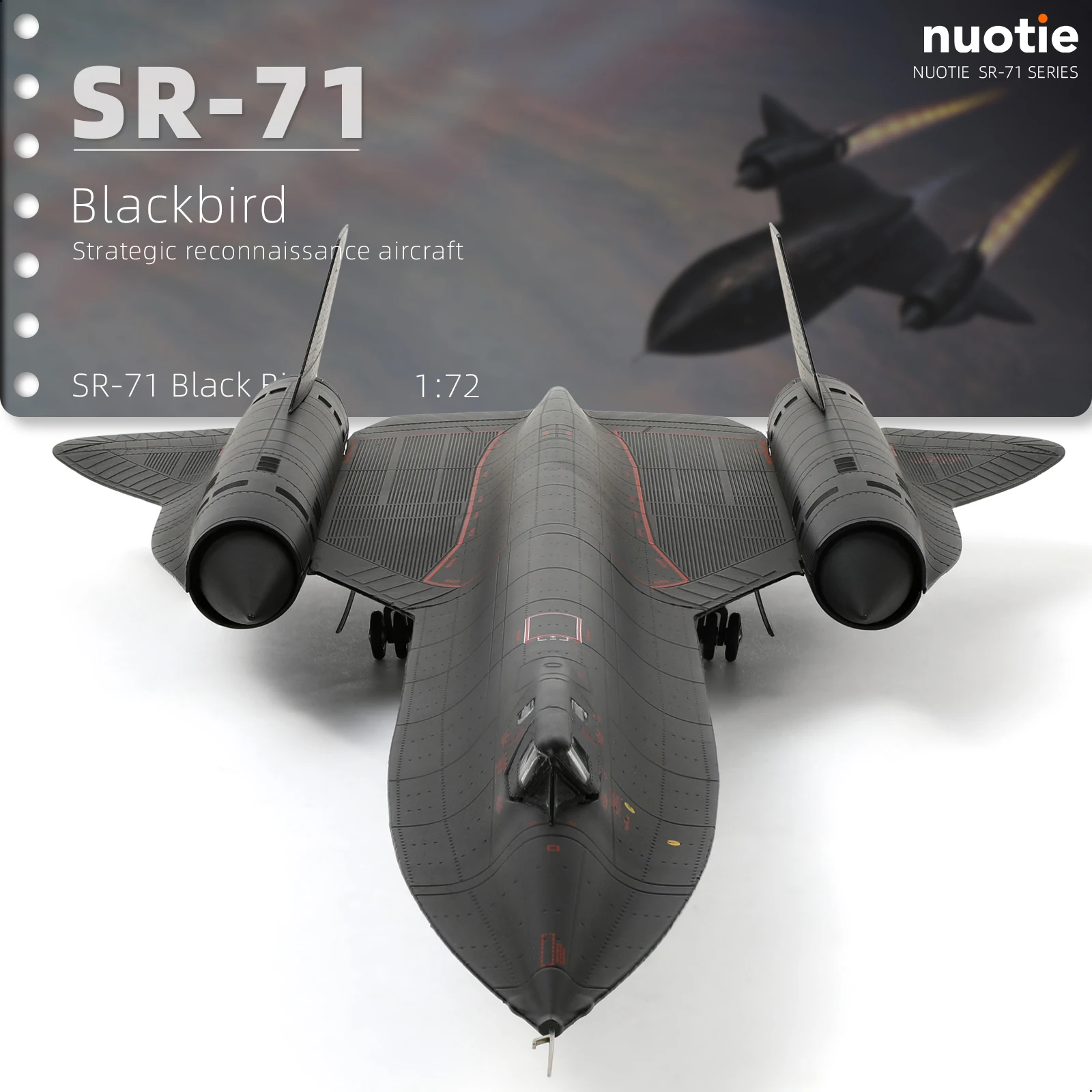 

Модель самолета NUOTIE 1/72 SR-71A Blackbird, 17,9 дюймов, высокогорный разведывательный самолет, 17974, военная литая металлическая модель для коллекции