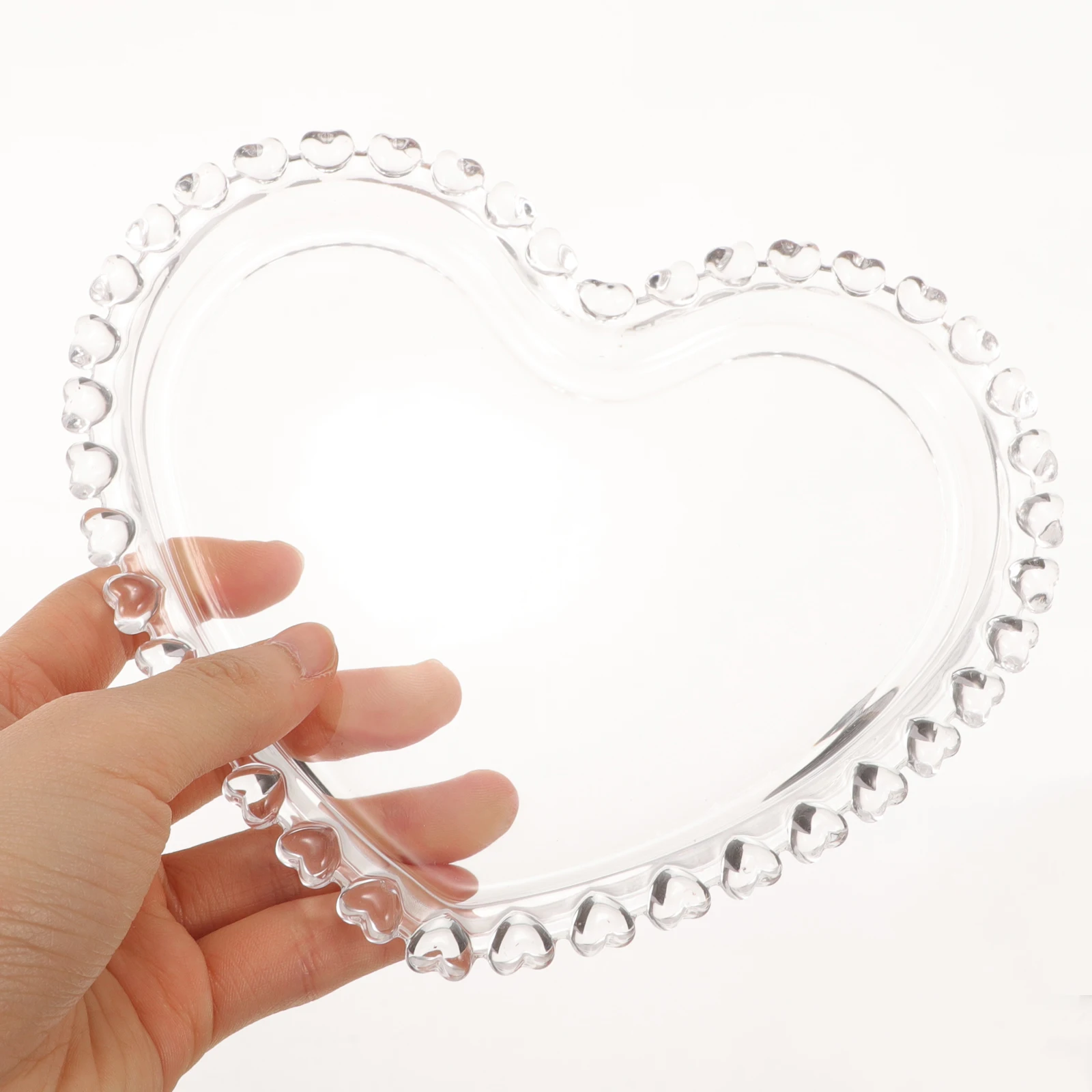 

Heart Shaped Glass Snack Tray Decorative Serving Plate Fruit Candy Dessert Storage Tray Jewelry Display Organizer
