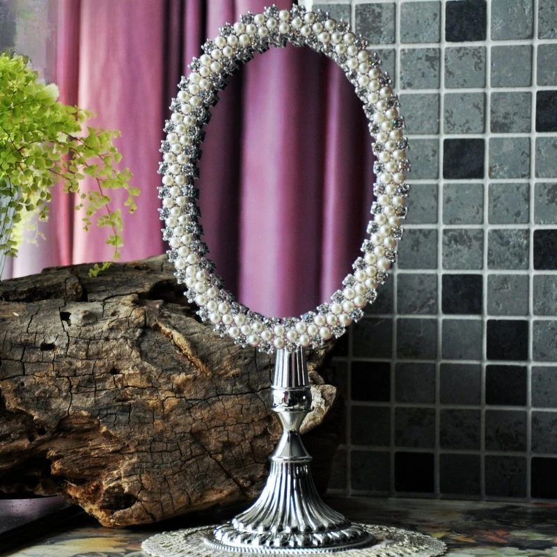 

Vintage baroque table mirror dressing mirror cute creative high definition desktop princess makeup mirror