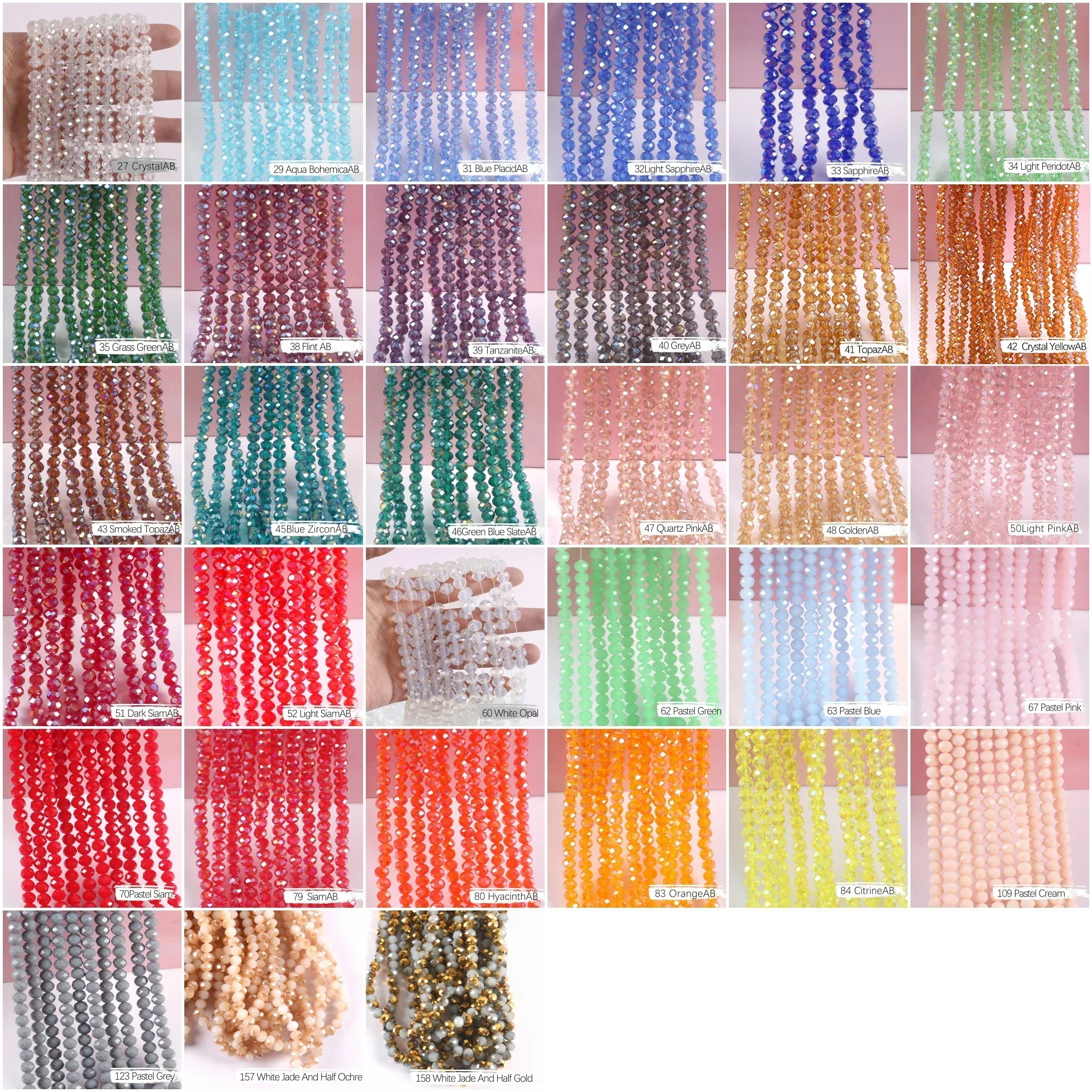 2/3/4/6/8mm Austria Faceted Crystal Beads Rondelle Glass Beads AB Color Loose Spacer Beads For Garment  Making DIY Bracelet