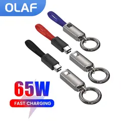 Keychain USB Type C Data Cord PD65W USB C to Type C Cable 3A Fast Charging 10CM Short Cable Type C For iPhone 15 Xiaomi Samsung