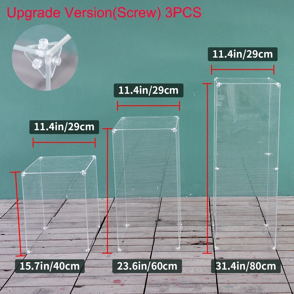 Bruiloft Podium Tafel Centerpieces Achtergrond Acryl Transparant Weg Lood Kristal Opvouwbare Kolom Bloemenstandaard Decoraties