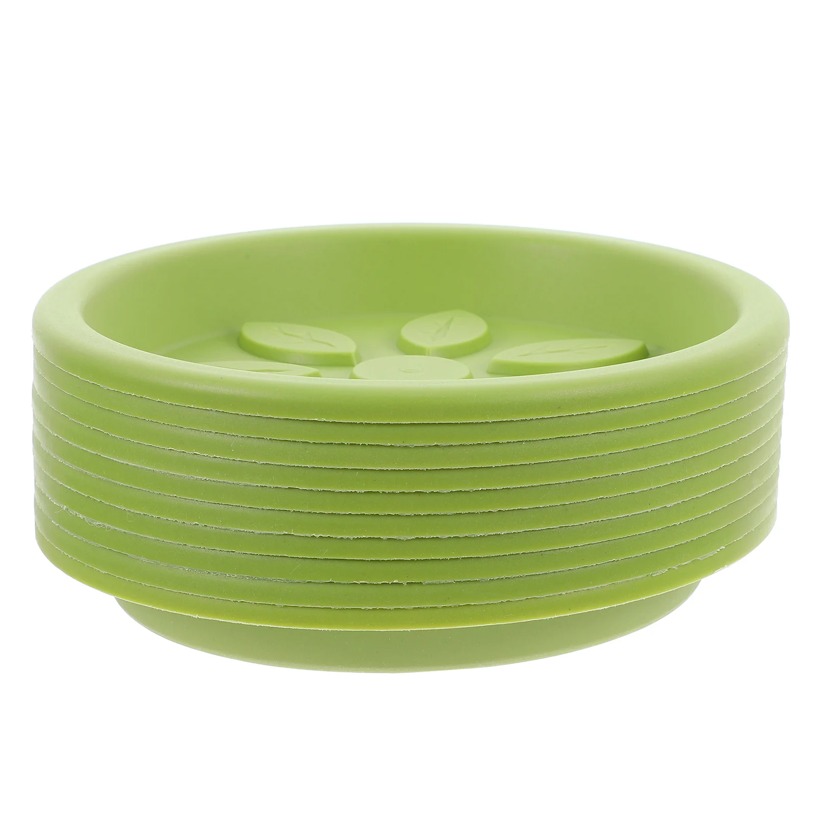 

10 Flower Pot Trays Plant Saucers Water Overflow Prevention Durable PP Plastic Leaf Design Garden Cleanliness Planter Base