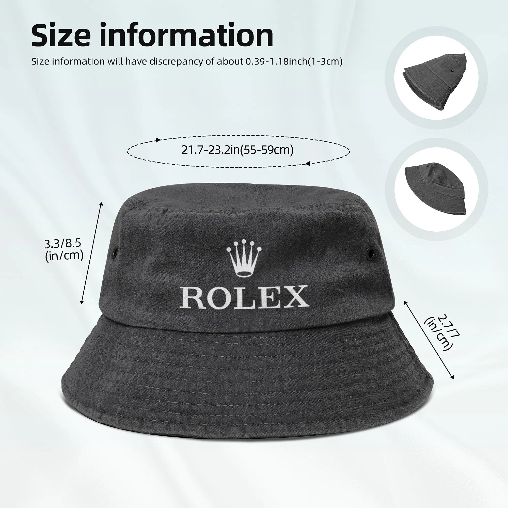 R-ROLEX  Women Men Bucket Hat Merch Denim Cotton Fisherman Cap Beach Headwear Sun Caps