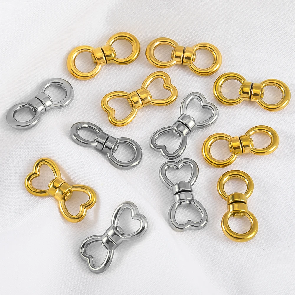18K Stainless Steel Closed Swivel Buckle Heart Hook Clasp 8-Shape Rotating Buckle Keychain Chain Connectors DIY Jewelry Making