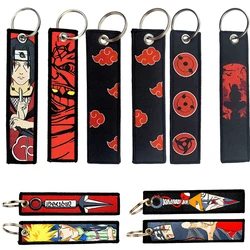 Naruto Keychain Anime Itachi Embroidery Key Fobs for Men Cartoon Motorcycles Cars Key Tag Student Backpack Pendants Jewelry Gift