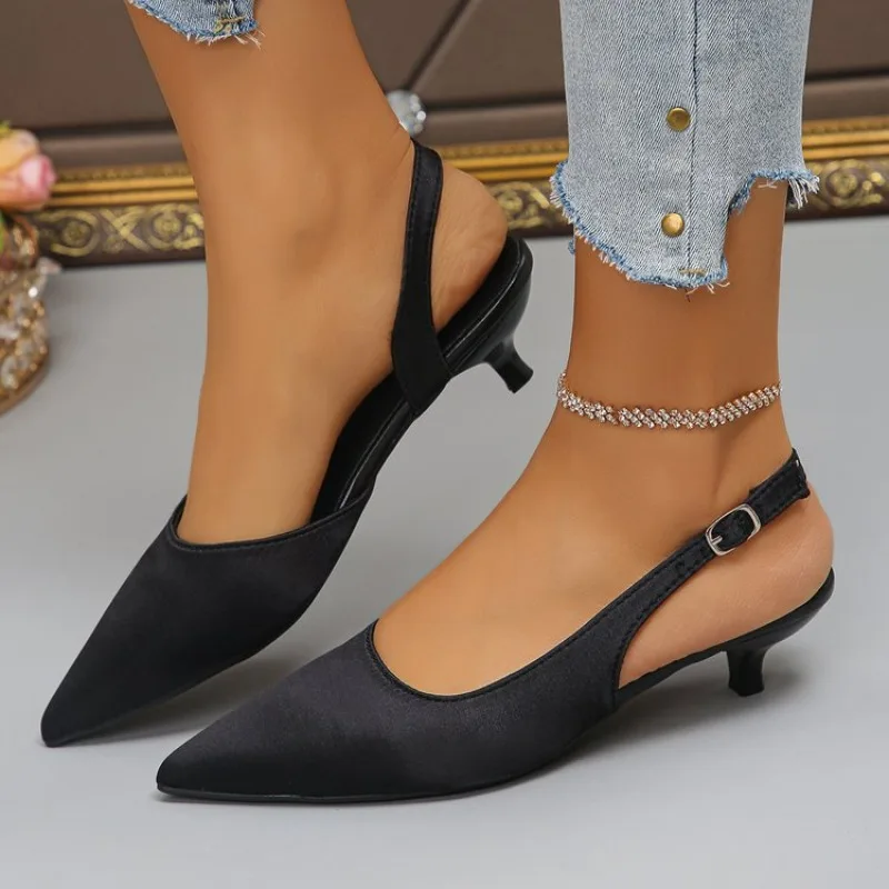 

Pointed Toe Women Heeled Sandals 2025 Designer Elegant Shoes Autumn Dress Pumps New Fashion Casual Shoea Party Sandalias Mujer