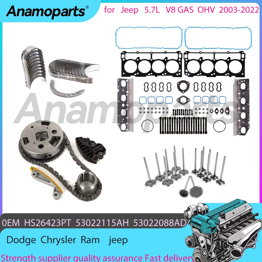 Timing chain kit Head Gasket and Bolt set for 03-22 Chrysler Dodge Jeep Ram 1500 2500 3500 4000 5.7L HEMI OHV GAS VIN T