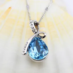 Fashion Promotion Sale Silver Plated Necklaces Angel Tears Water Drop Crystal Necklace Wholesale Cheap
