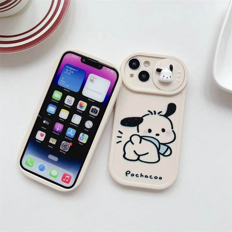 Pacha Dog Cute Cartoon For iPhone 16 15 14 13 12 11 Pro Max iPhone7 8 Plus X XS Max  XR Eye Ladder Cover Phone Case