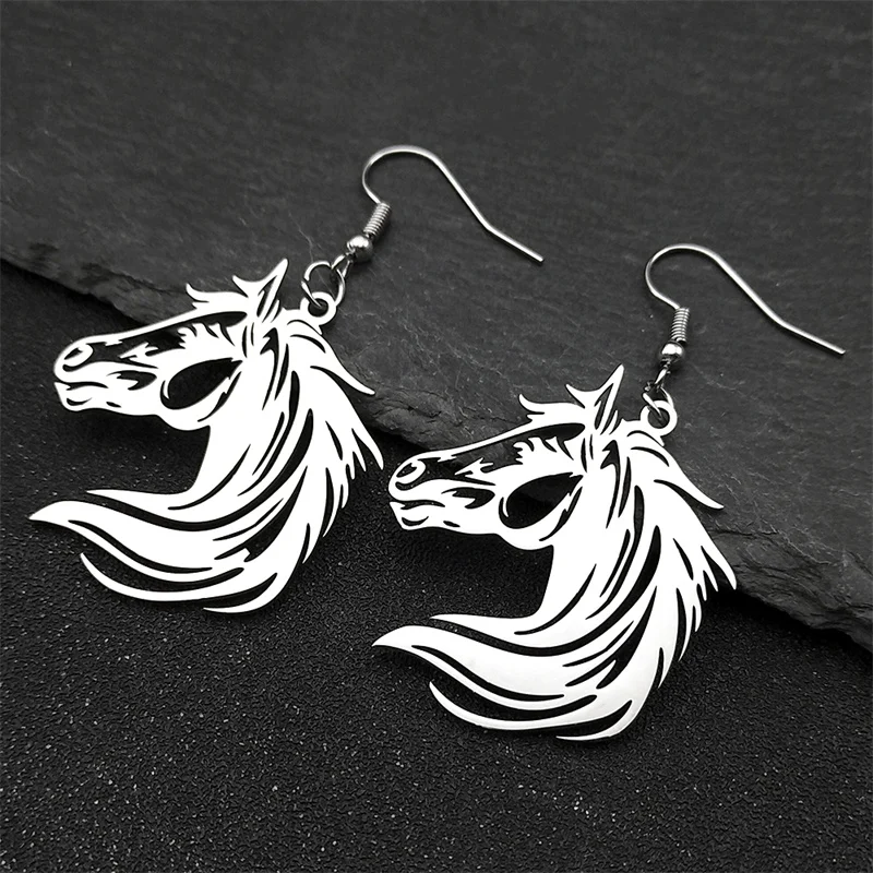 Animal Horse Drop Earring for Women Men Stainless Steel Gold Color Horses Dangle Earrings Ear Jewelry boucle d’oreille femmes