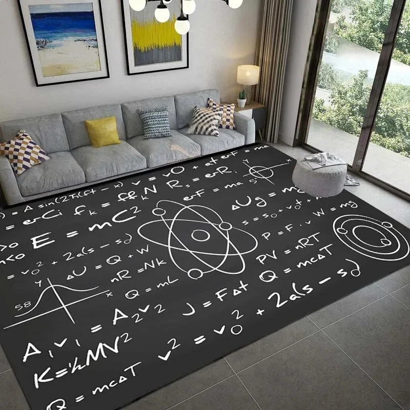 Maths Formula Education Rug Science Theme Carpet for Kid Play Baby Crawling Mat Bedroom Living Room Classroom Non-Slip Floor Mat