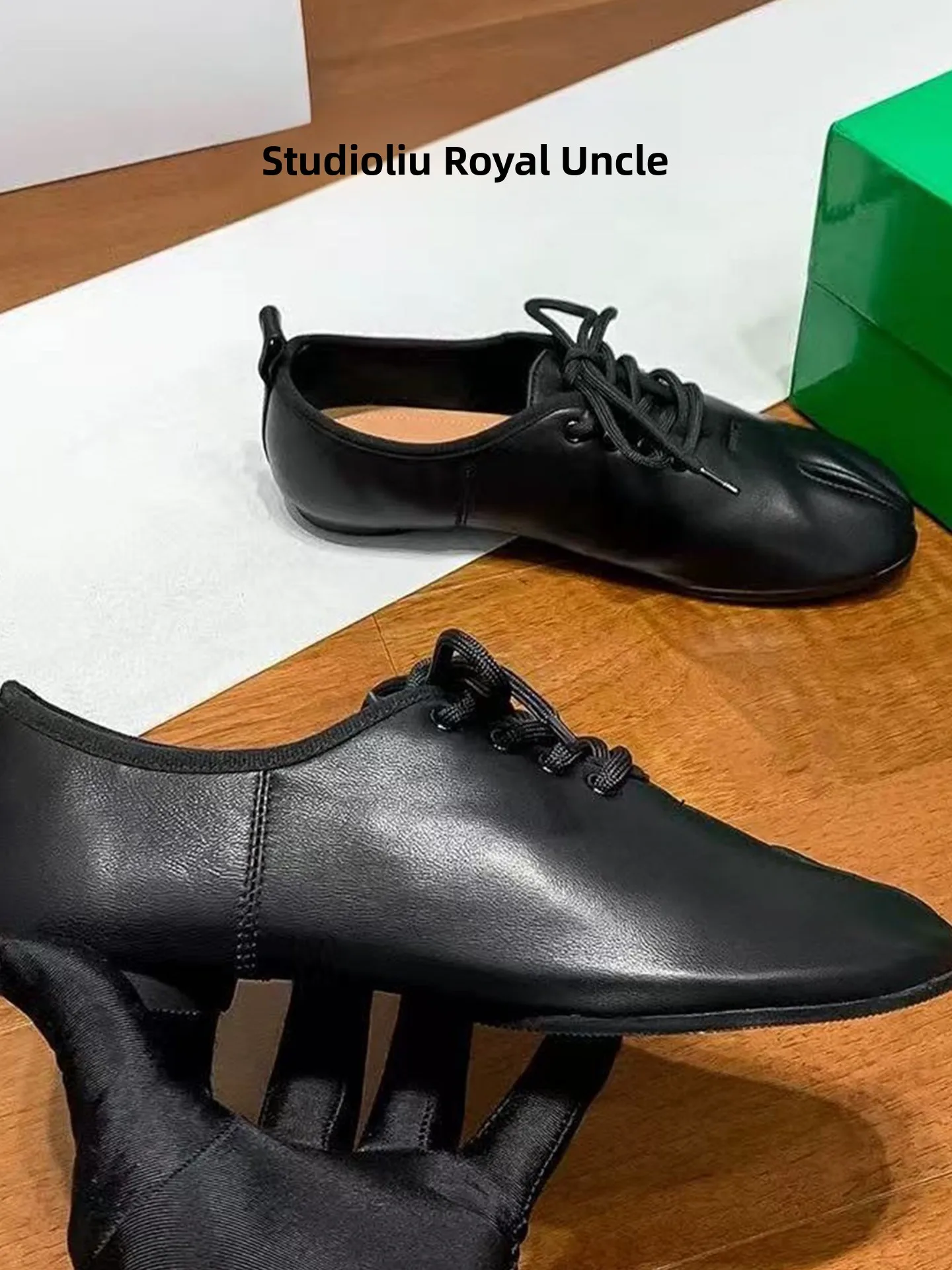 fashionable-leather-version-ballet-flat-shoes-women's-black-knot-small-leather-shoes-flat-bottom-casual-stylish-single-shoes