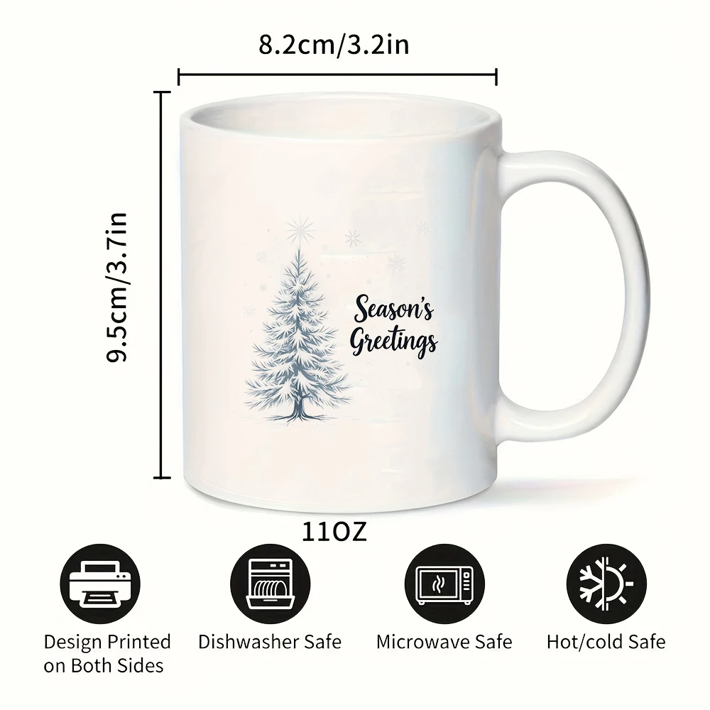 冬の空マグカップ + 雪の結晶装飾 クリスマスギフトカード 暖かいコーヒーカップ 家族やオフィス用