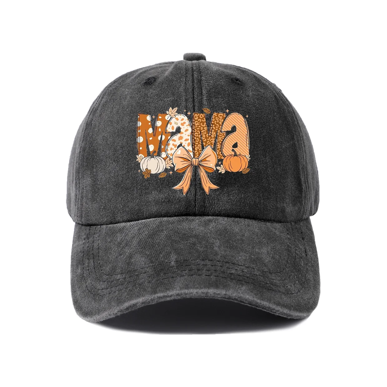 Mama Botanical Letters Graphic Baseball Cap, Vintage Washed Adjustable Unisex Dad Hat, Casual Gift