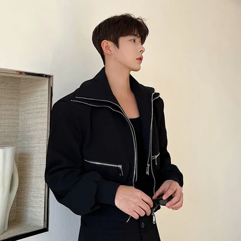 IEFB Men Jacket Designer Personalized Double-layer Lapel Zipper Casual 2023 Spring Male Coat New Korean Fashion Solid 9A7018