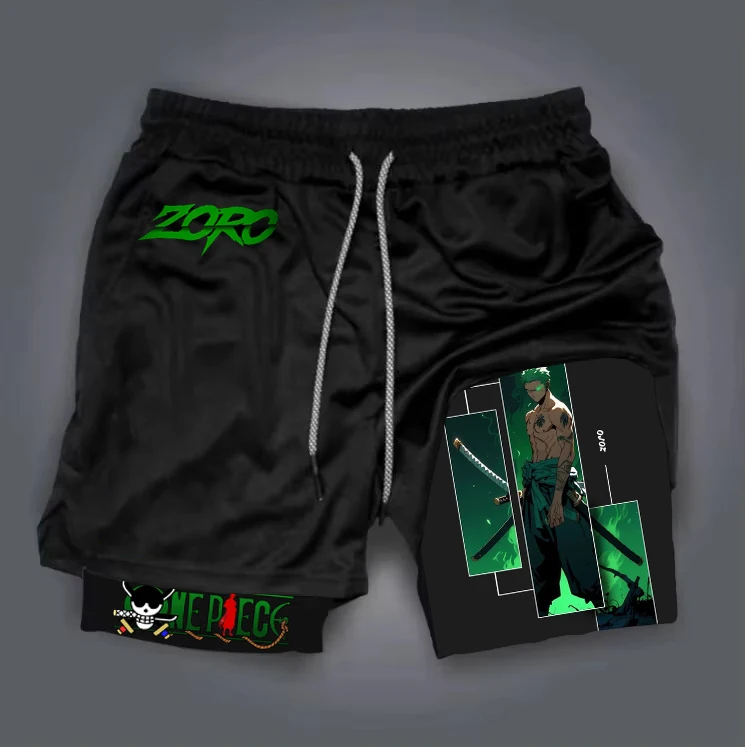 ONE PIECE Anime Joint Sports Shorts 2026 Summer New Men's and Women's Y2K Quick Drying Breathable 2-in-1 Double Layer Shorts