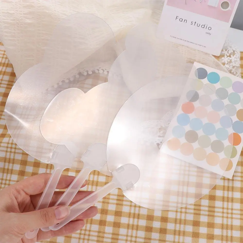 Funny DIY Transparent Hand Fans Portable Handicrafts DIY Blank Fan Cute Graffiti Fan Supplies