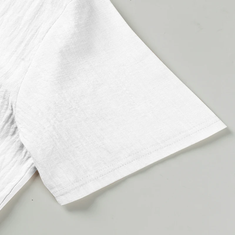 Herren-Henley-Shirt mit Stehkragen, Kurzarm, Baumwoll-Leinen-Mischung, Brusttasche, Atmungsaktiv, Sommer, Alltag, Reise, Strand, Freizeit-Oberteil – Detail 25