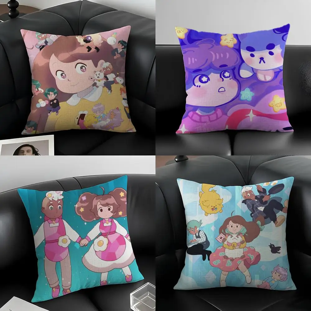 Anime Bee and PuppyCat Cushion Cover Natural Linen Pillowcase Set, All-in-One Decor for Sofa, Bedroom & Chair