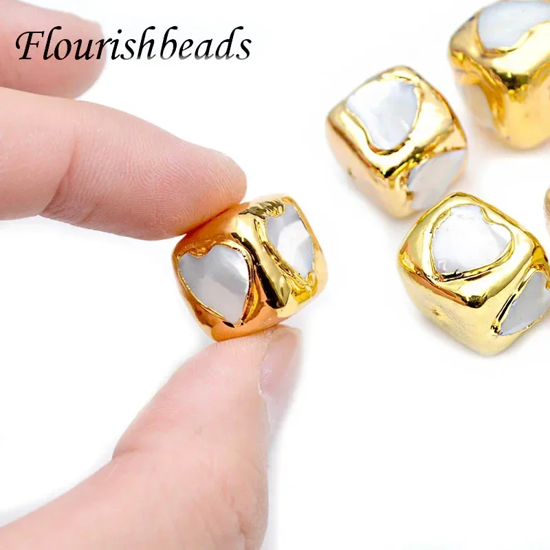 10pc Various Shape Gold Plating Natural Pearl Dyed Stone Loose Beads Square Shape for Necklace Bracelet Jewelry Making  Supplies