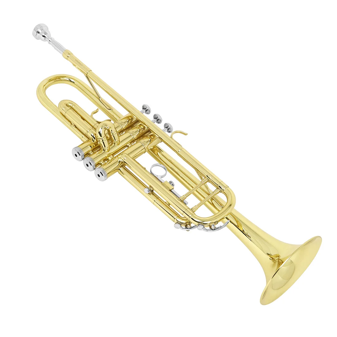

Hooqu B-flat Trumpet Instrument Double Pole Support for Students To Play Three-tone Trumpet Brass Lacquered Gold for Beginners