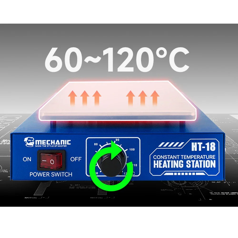 MECHANIC HT-18 Mini Hot Plate PCB SMD Board Soldering Plate Adjustable Constant Temperature Heating Preheating Station Repair
