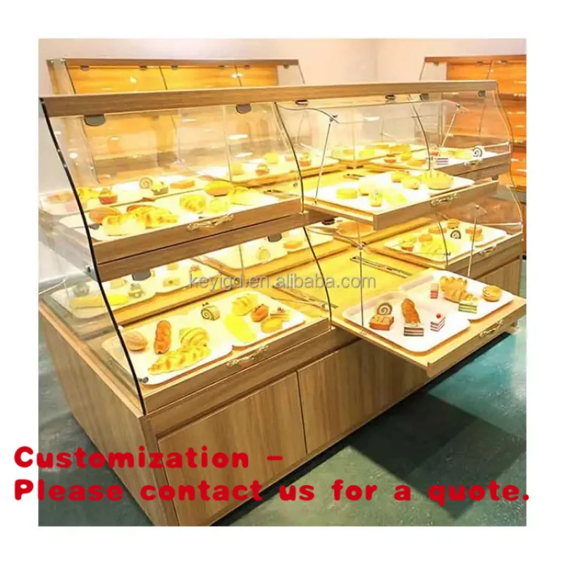 

Customize.Bread Shop Furniture Wood Bakery Display Cabinet With Led Light